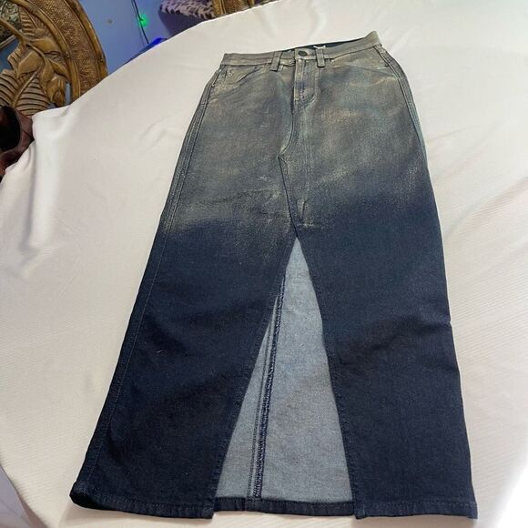 Hudson Jeans Reconstructed Midi Denim Skirt Size 26 New - Picture 1 of 10